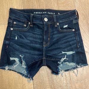 American Eagle Ripped dark blue Jean shorts